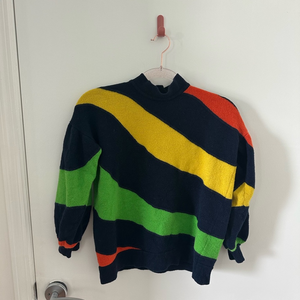 St. John Colorblock Striped Sweater
